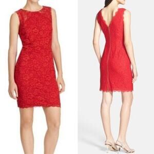 ADRIANNA PAPELL DRESS 4 RED FESTIVE HOLIDAYS COCKTAIL PARTY